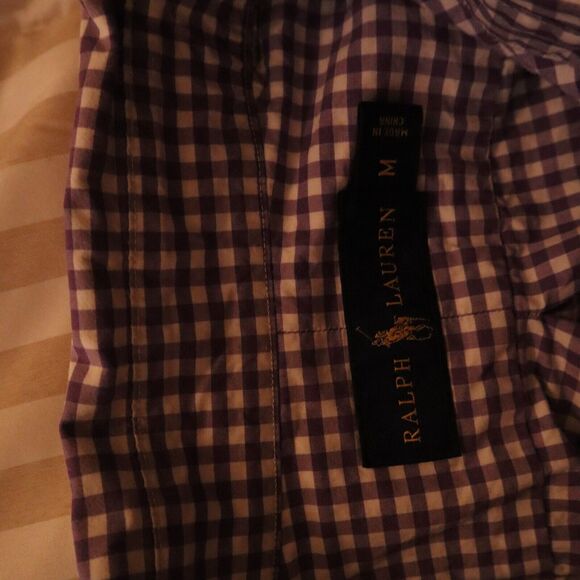 Ralph Lauren Men's Purple Check Long Sleeve Button Front Shirt Size Medium - Picture 4 of 4